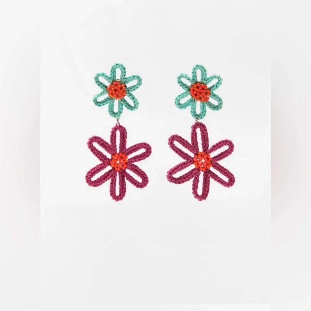 Zara - 🌸🌺🌸Pink Crochet Flower Earrings - NWT